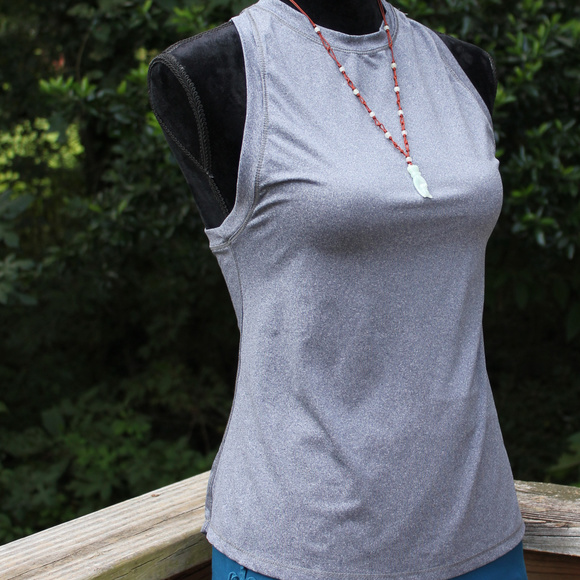 Yoga Tank Split Back Muscle Top Slate Blue Small - Picture 1 of 8